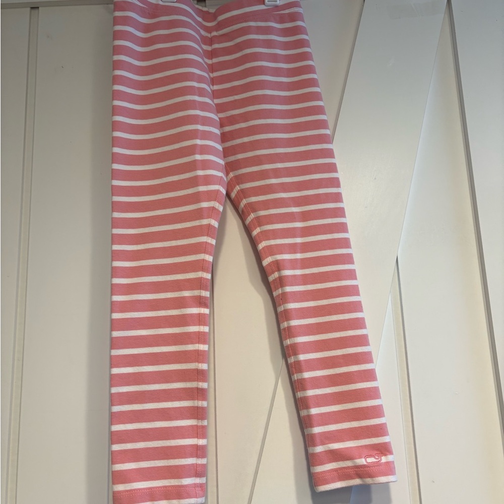 NWOT. Vineyard Vines Girls Striped Pink and White Kids Leggings
